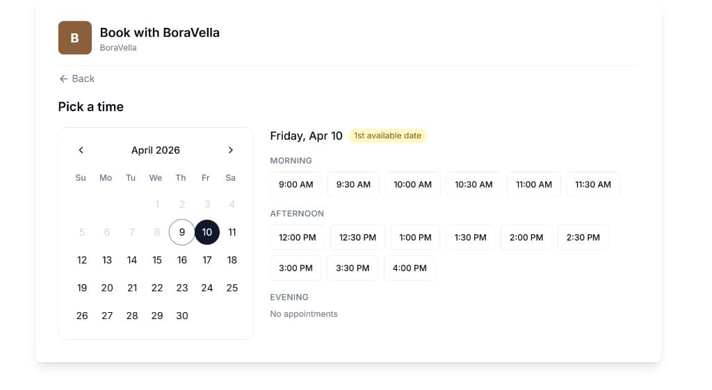 Booking designed to fill the calendar