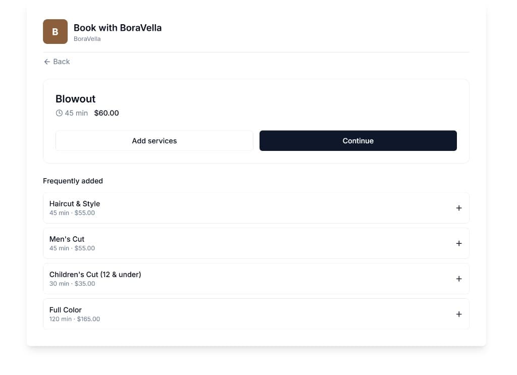 A storefront that makes booking easy